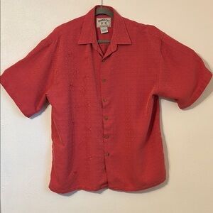 Men's Bamboo Cay Red large resort wear Shirt. Palm tree designs.